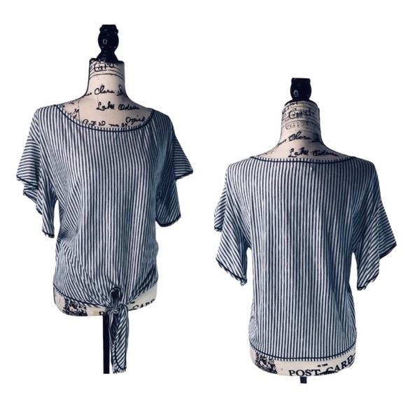 Max Studio Tie Front Flutter Sleeve Top M - Picture 12 of 12